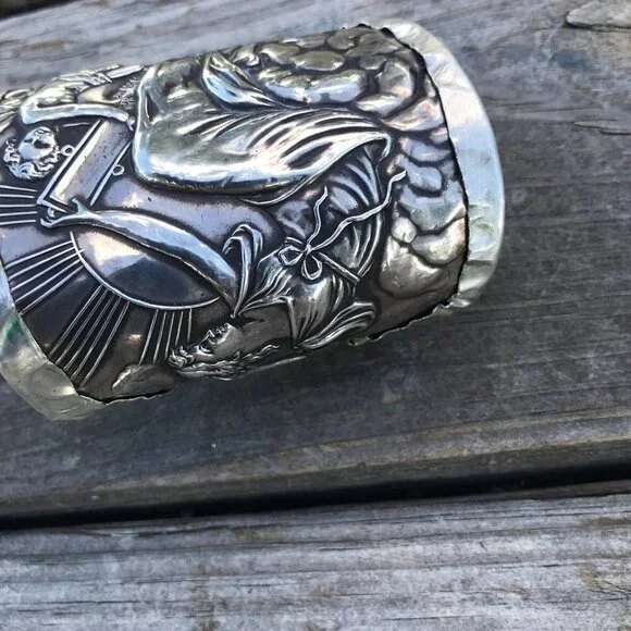 Athena Goddess Columbia Antique Wide Sterling Silver 925 Cuff Bracelet Small - Picture 2 of 6